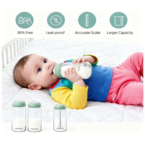Momcozy Natural Baby Bottle 11oz 4PCS BPA-Free Wide-Neck Bottle