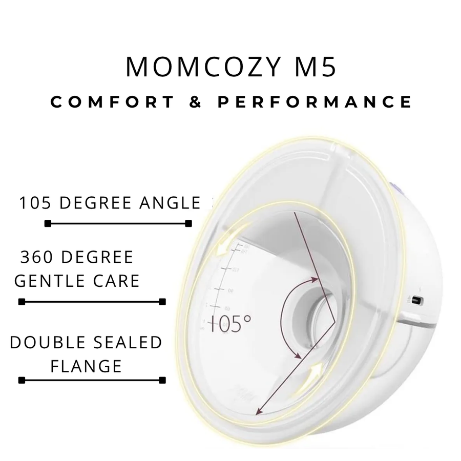 Momcozy All-in-One M5 Single Hands Free Wearable Breast Pump 3 Modes 9 Levels Grey