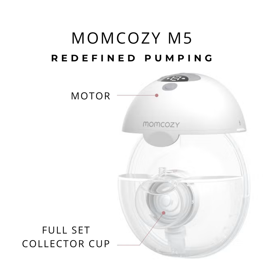 Momcozy All-in-One M5 Double Hands Free Wearable Breast Pump 3 Modes 9 Levels Grey