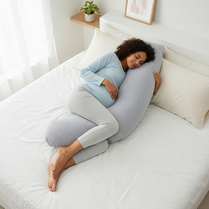 Momcozy J Shaped Pregnancy Pillow Full Body Maternity Support Pillow