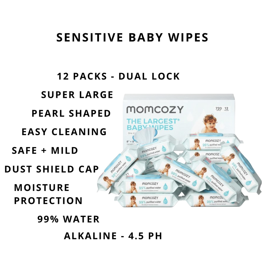 Momcozy Sensitive Extra-Large Water Baby Wipes Gentle and Safe