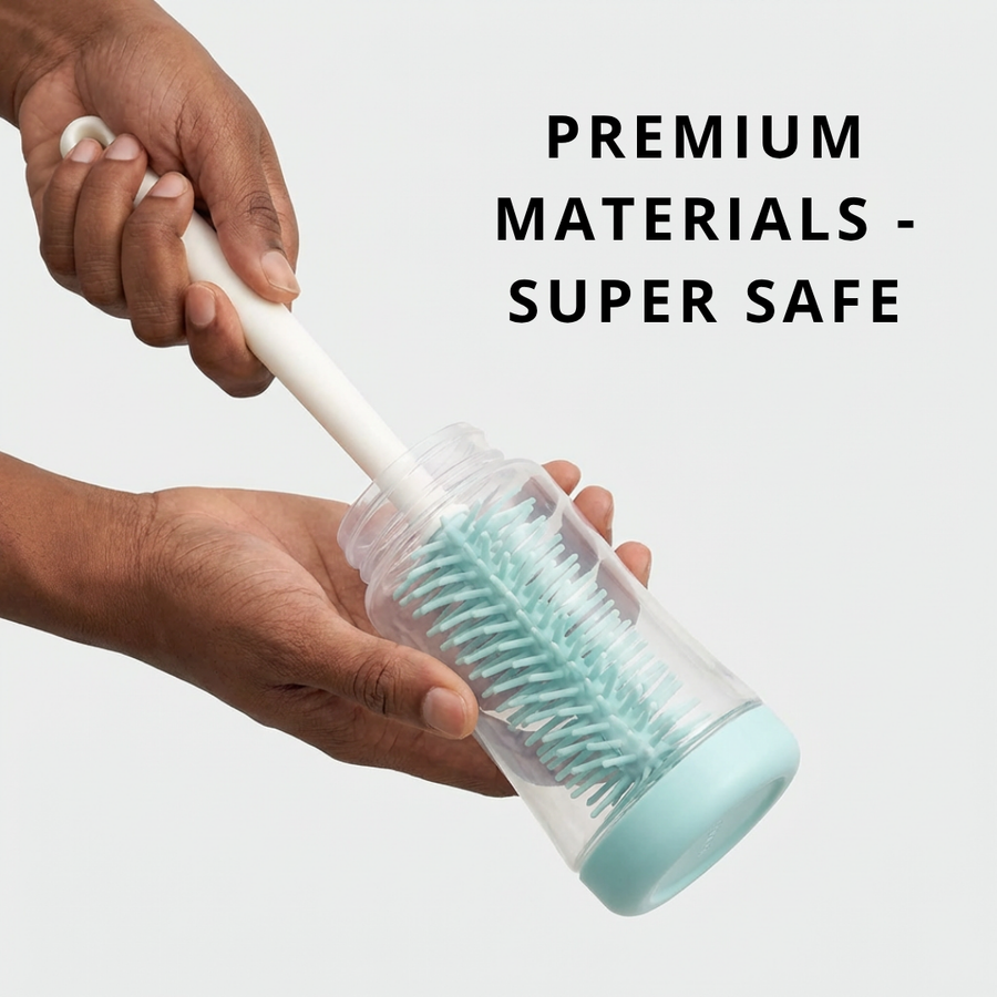 Momcozy 7-in-1 Bottle Brush Set Silicone Baby Bottle Cleaner Kit with Rack