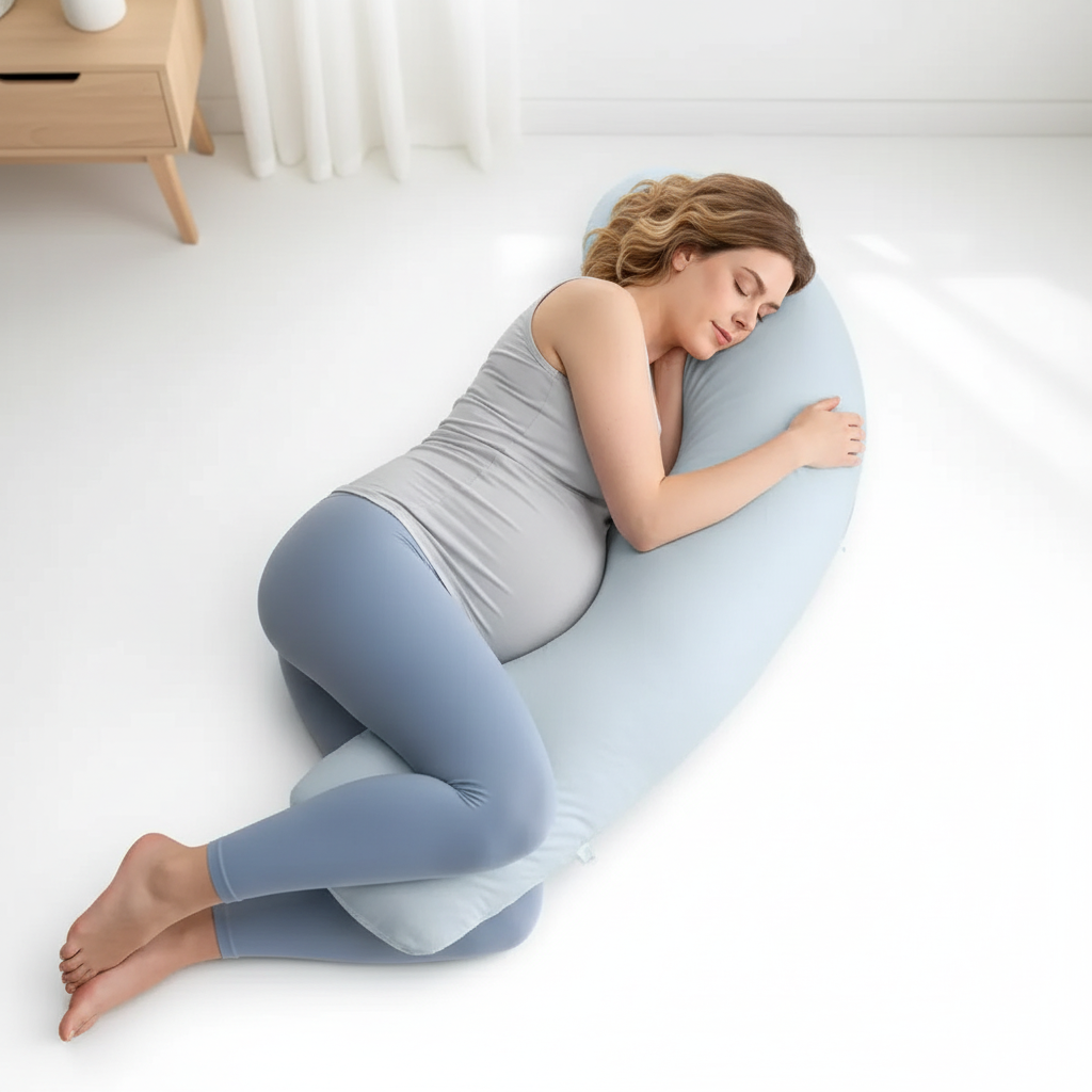 Momcozy J Shaped Pregnancy Pillow Full Body Maternity Support Pillow